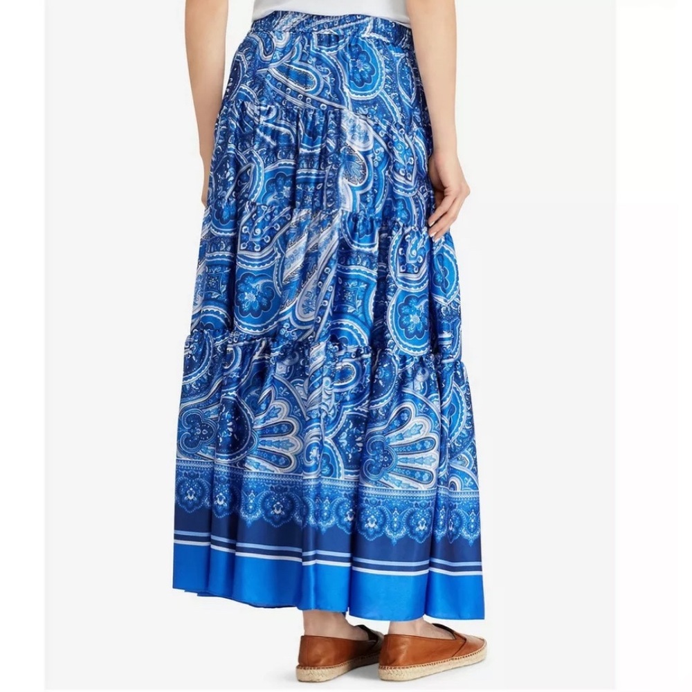 Ralph Lauren cobalt blue paisley tiered skirt - Picture 5 of 7